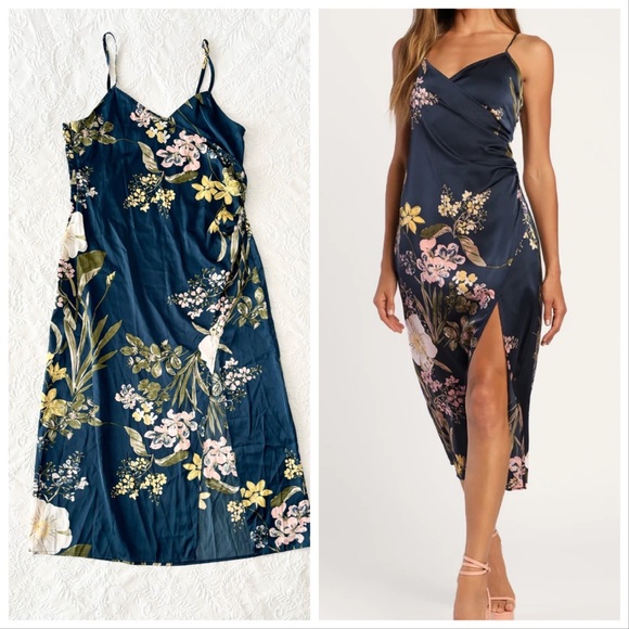 Lulus Dresses & Skirts - Lulu's Floral Navy Midi Dress